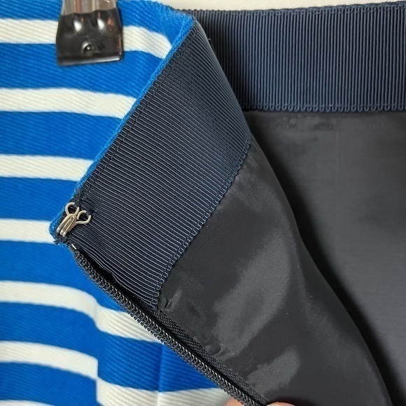 NWT J. CREW A-Line Striped Cotton Skirt Blue and White‎ Lined Size 2. - Picture 5 of 13